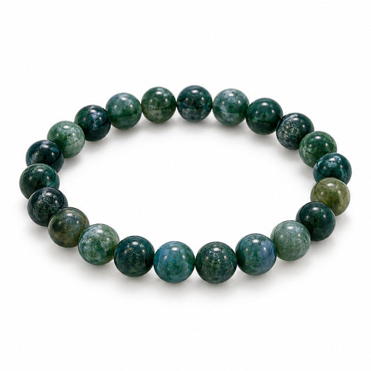 Moss Agate Bead Bracelet — tabletop hero