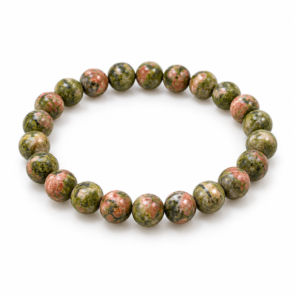 Unakite Bead Bracelet — tabletop hero
