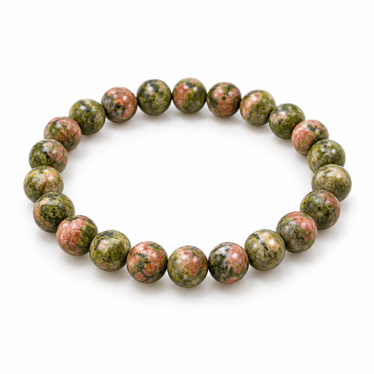 Unakite Bead Bracelet — tabletop hero