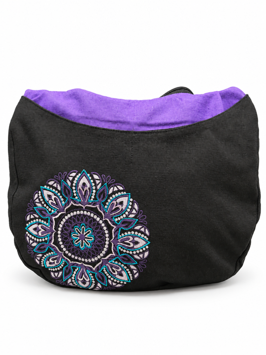 Black Purple Flower Shoulder Bag
