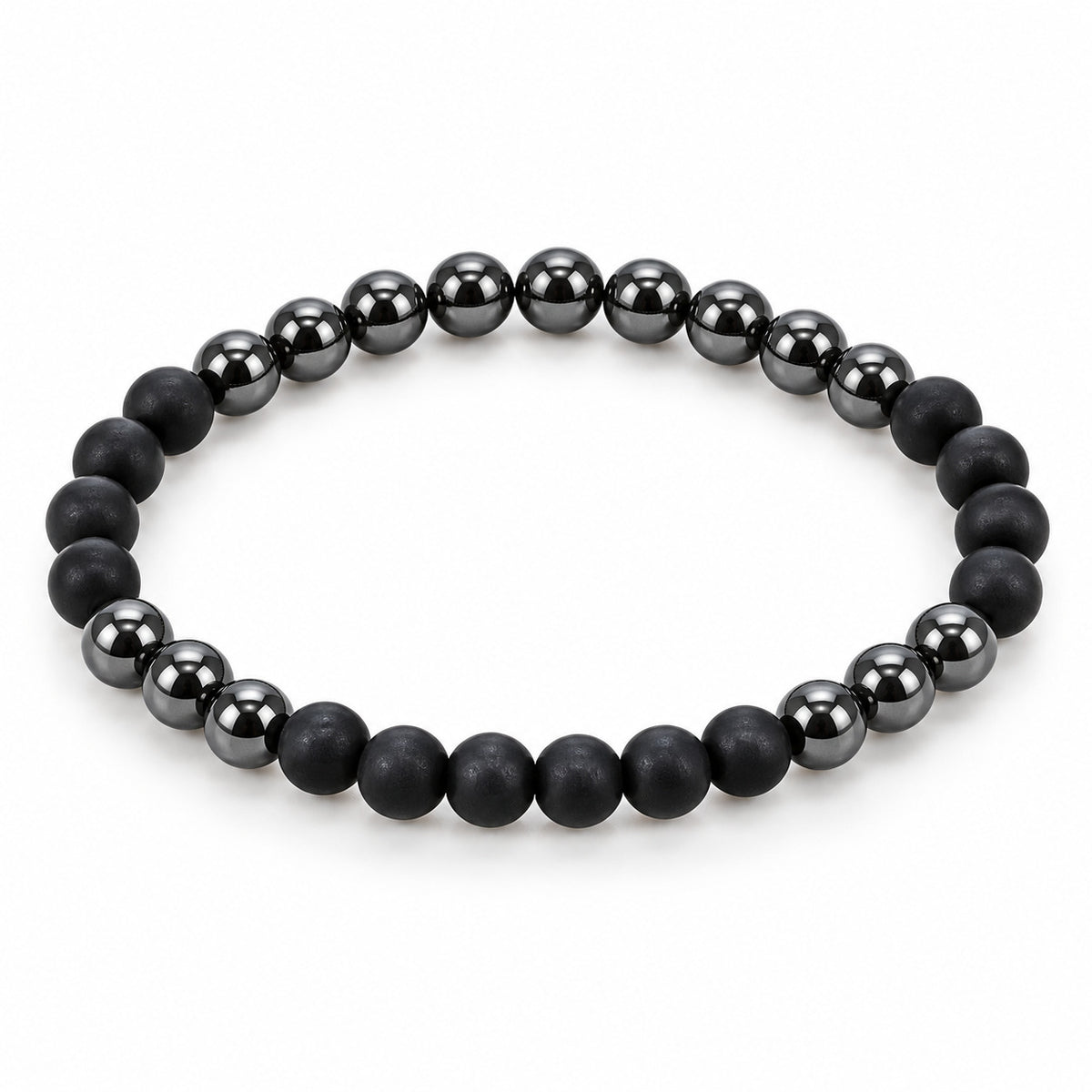 Hematite Mixed Finish Bead Bracelet — tabletop hero