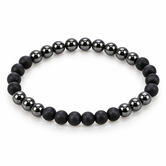 Hematite Mixed Finish Bead Bracelet — tabletop hero