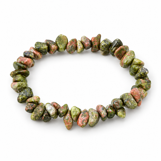 Unakite Chip Bracelet — tabletop hero