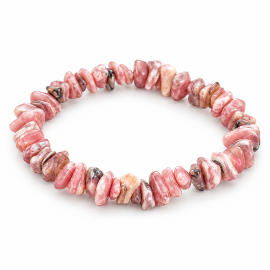 Rhodochrosite Chip Bracelet — tabletop hero