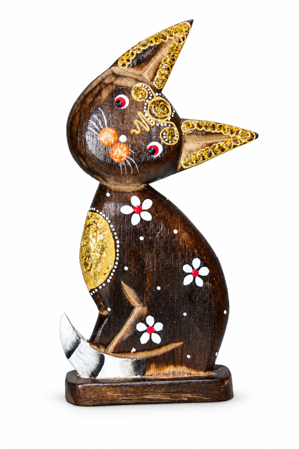 Painted Wooden Cat Curved - 01-main