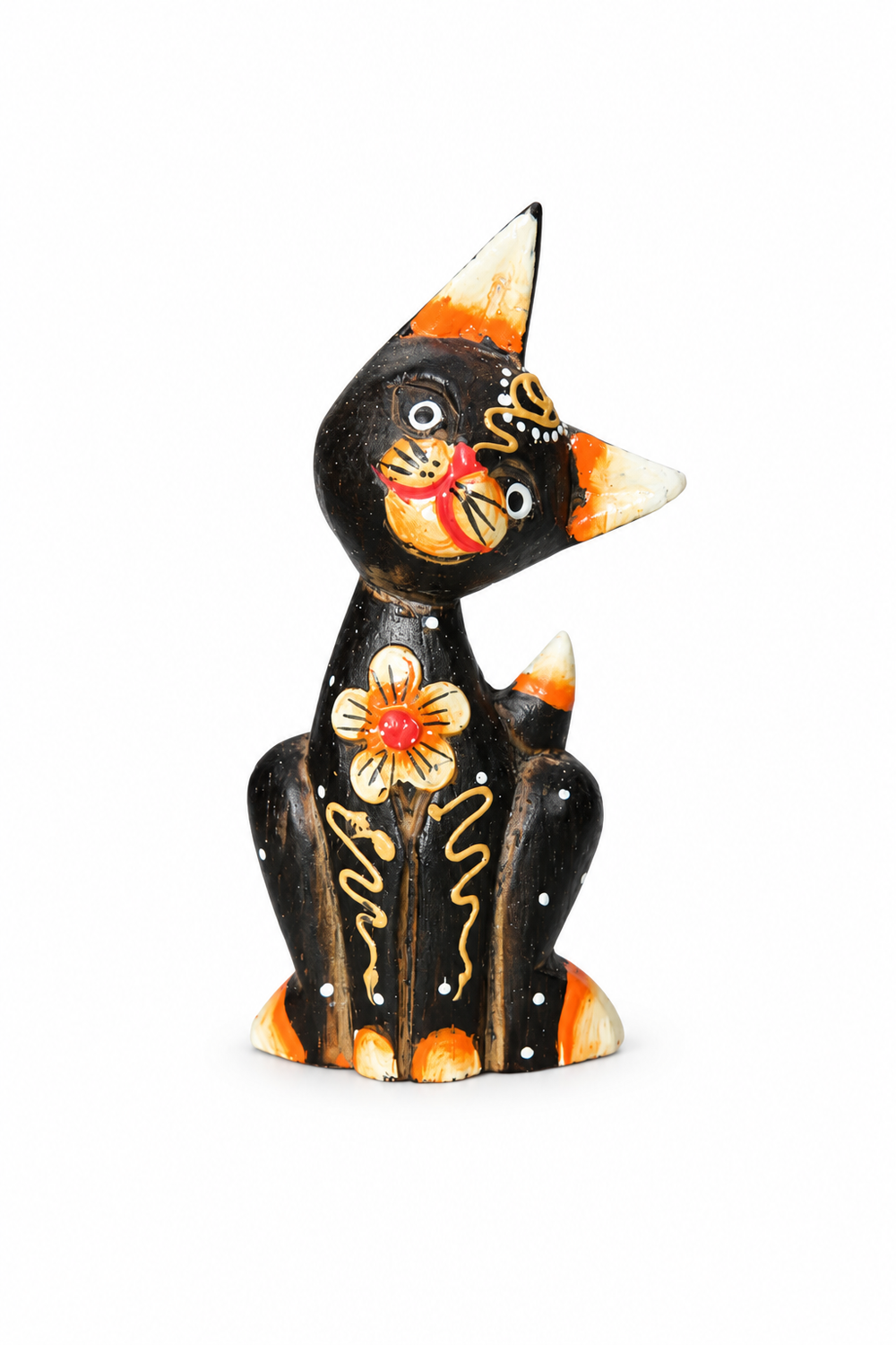 Painted Wooden Cat Small - 01-main