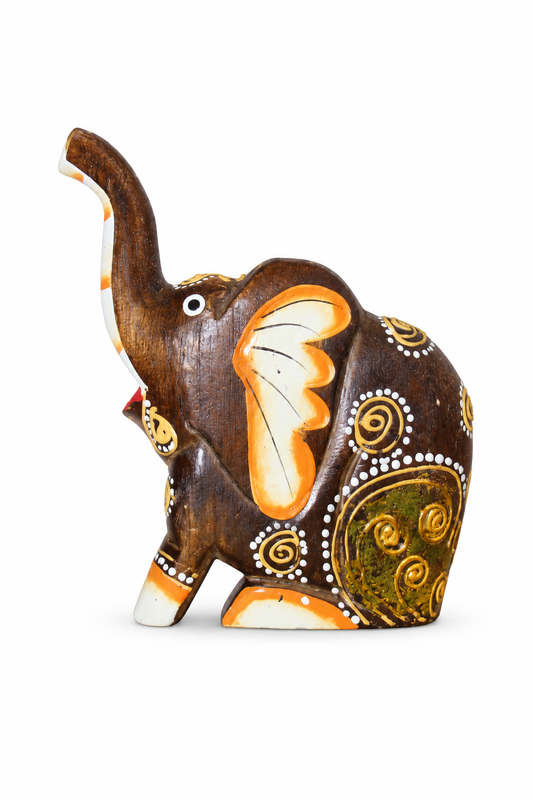 Painted Wooden Elephant Mini Round - 01-main