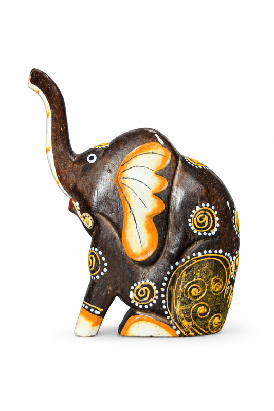 Painted Wooden Elephant Round - 01-main