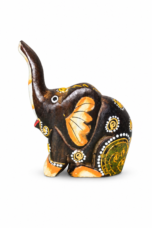 Painted Wooden Elephant Tiny - 01-main