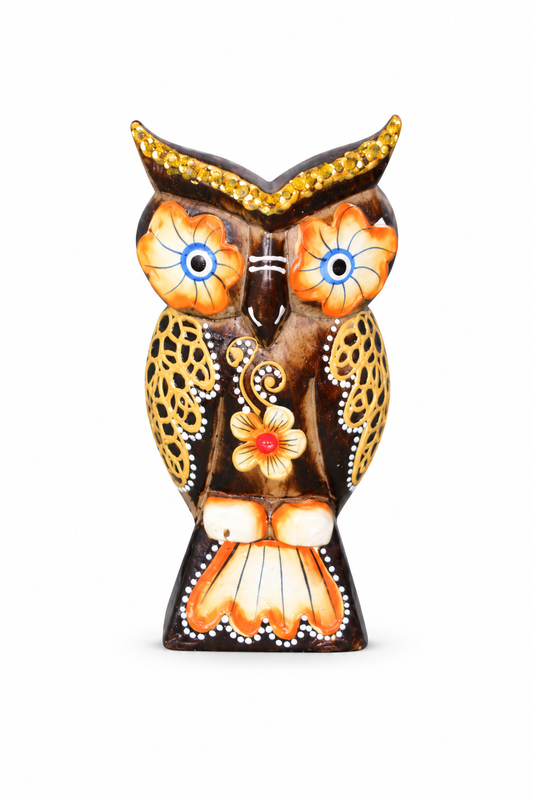 Painted Wooden Owl Large - 01-main