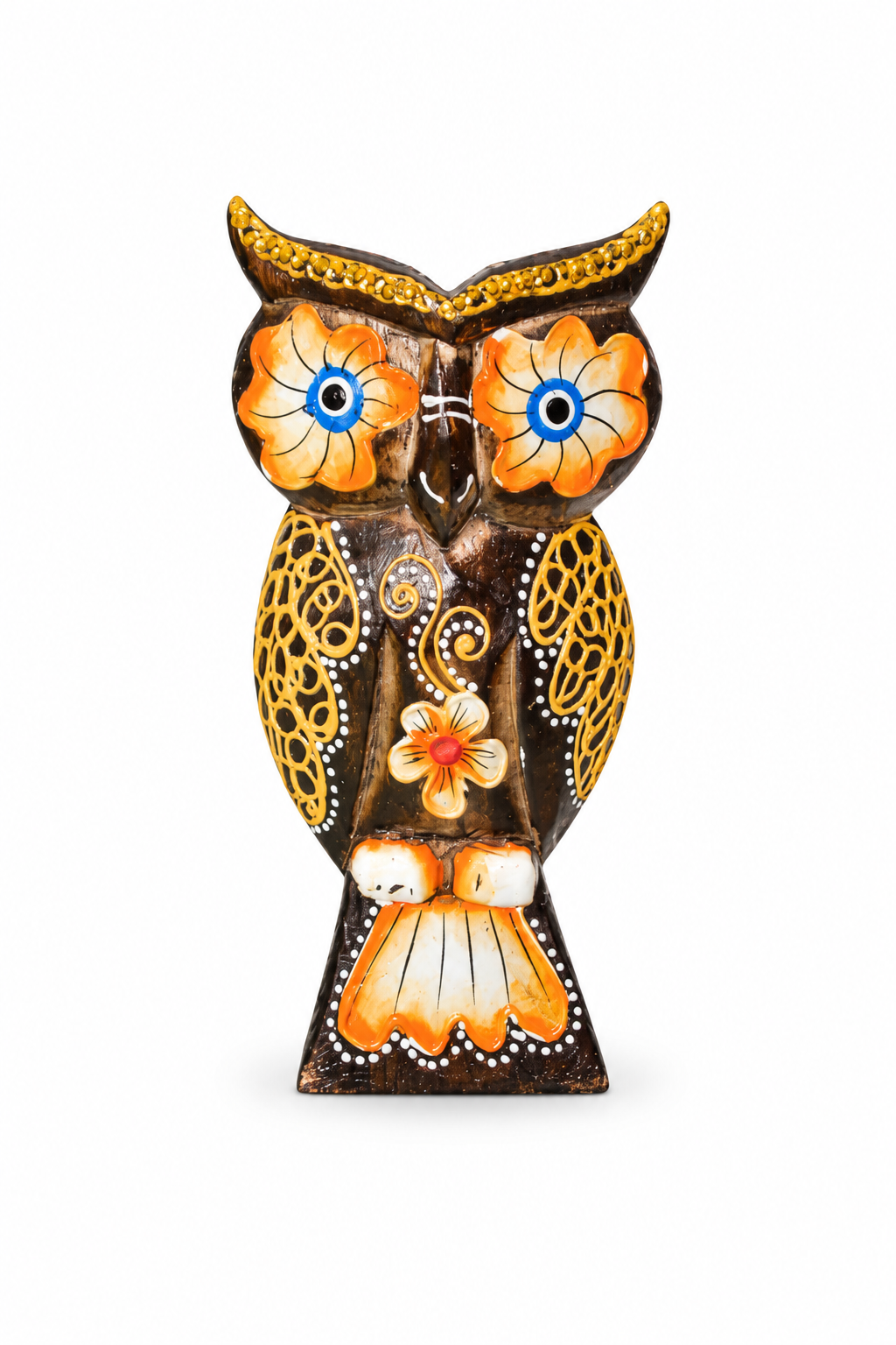 Painted Wooden Owl Small - 01-main