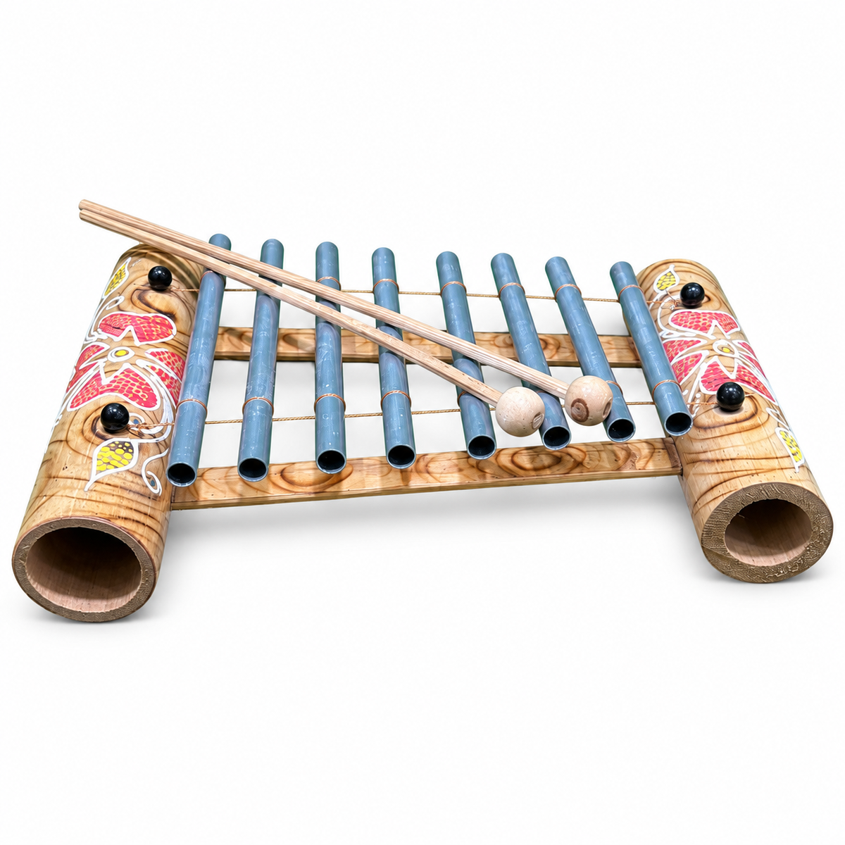 Hand-Painted Bamboo Xylophone - Curved - angle view