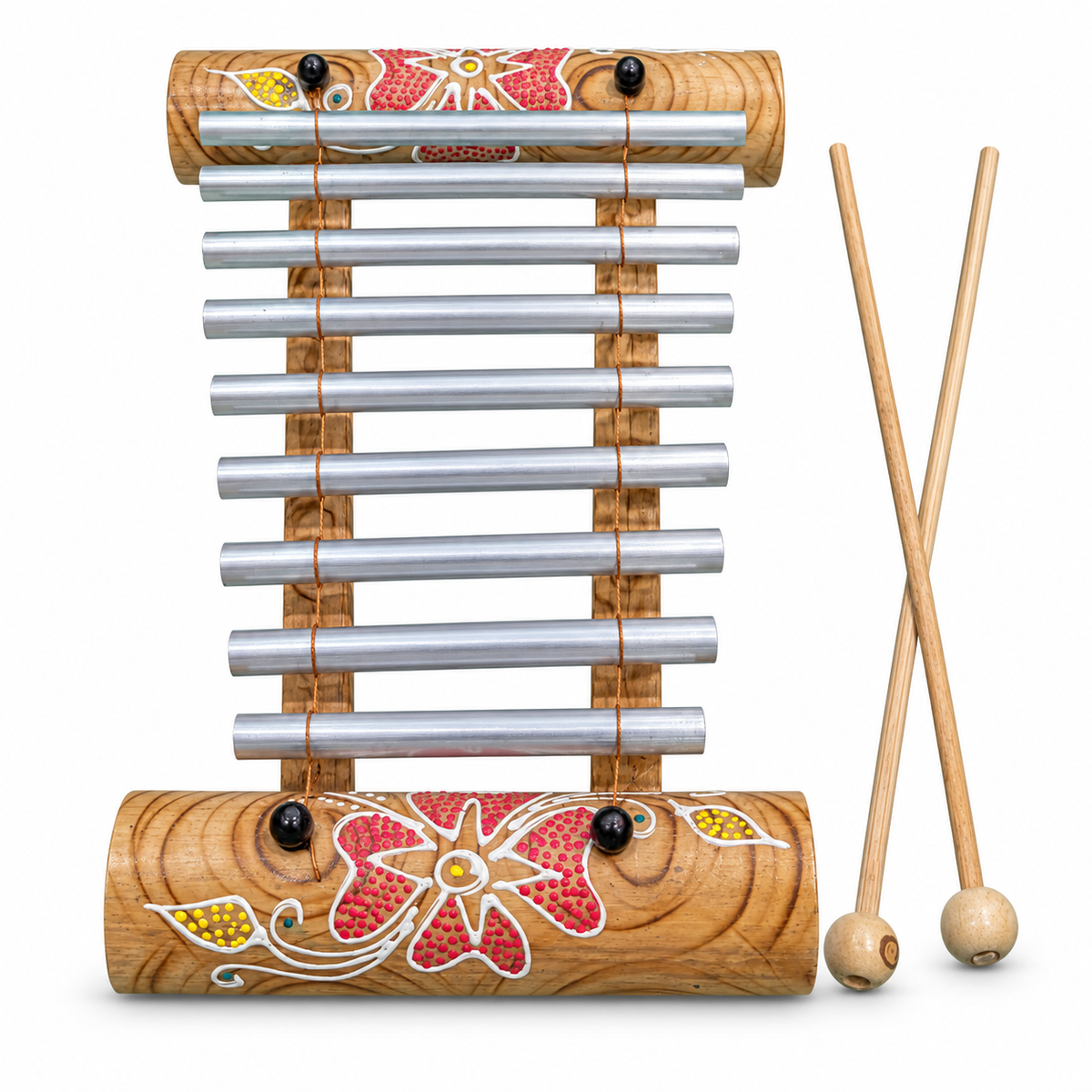 Hand-Painted Bamboo Xylophone - Upright - angle view