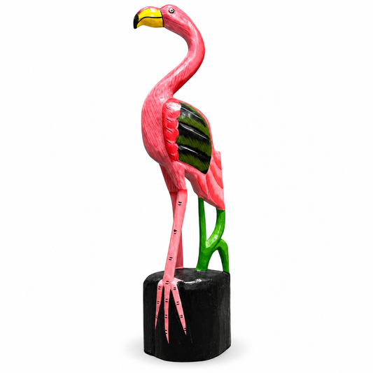 Hand-Painted Pink Flamingo Sculpture