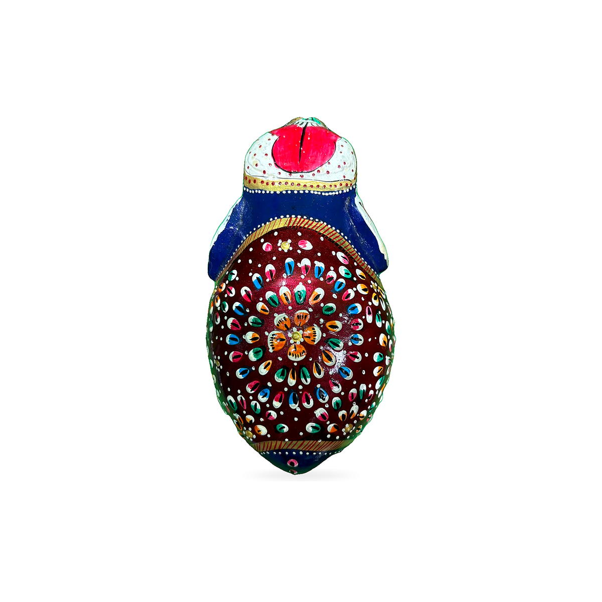 Beaded Decorative Elephant - Blue and Red - corrected view 2