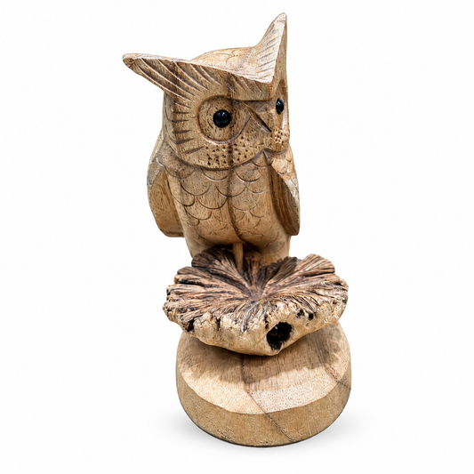 Carved Owl on Branch Base - corrected view 2