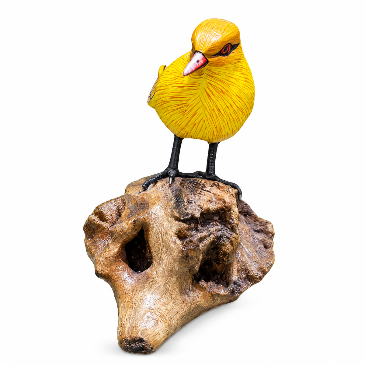 Hand-Painted Yellow Bird on Driftwood - corrected view 2