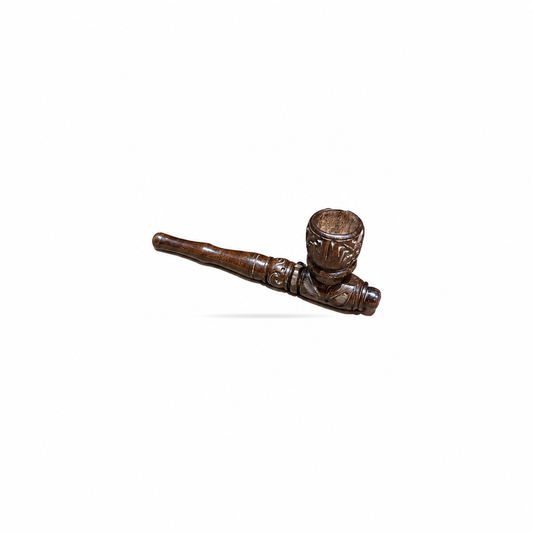 Handmade Indian Carved Wooden Pipe – Dark Floral - view 2