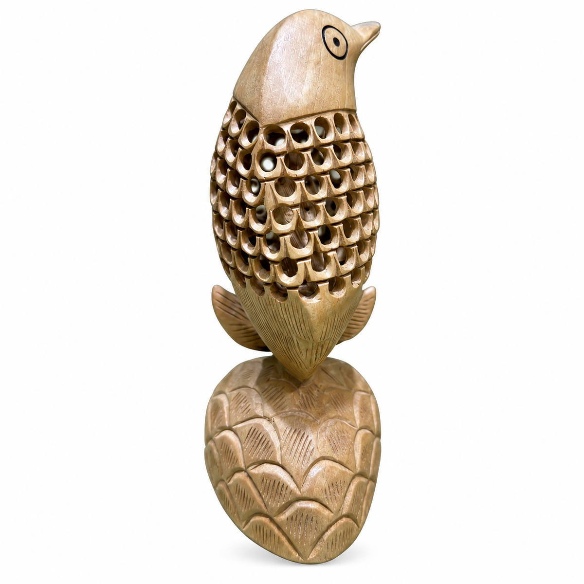 Carved Openwork Bird on Lotus Base