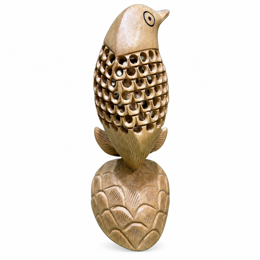 Carved Openwork Bird on Lotus Base
