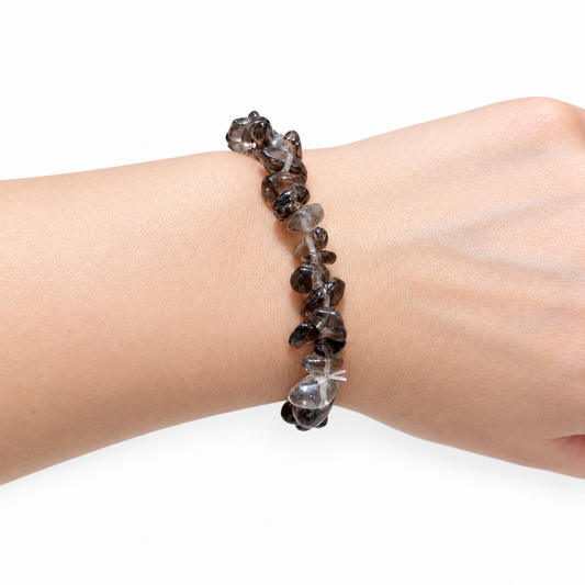 Smokey Quartz Chip Bracelet — wrist angle