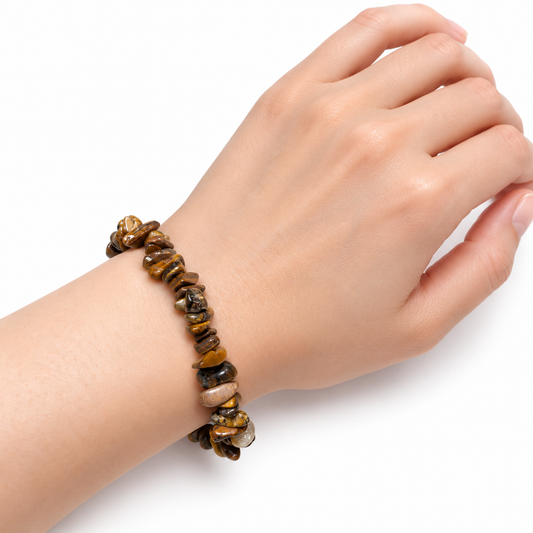 Tiger Eye Chip Bracelet — wrist angle
