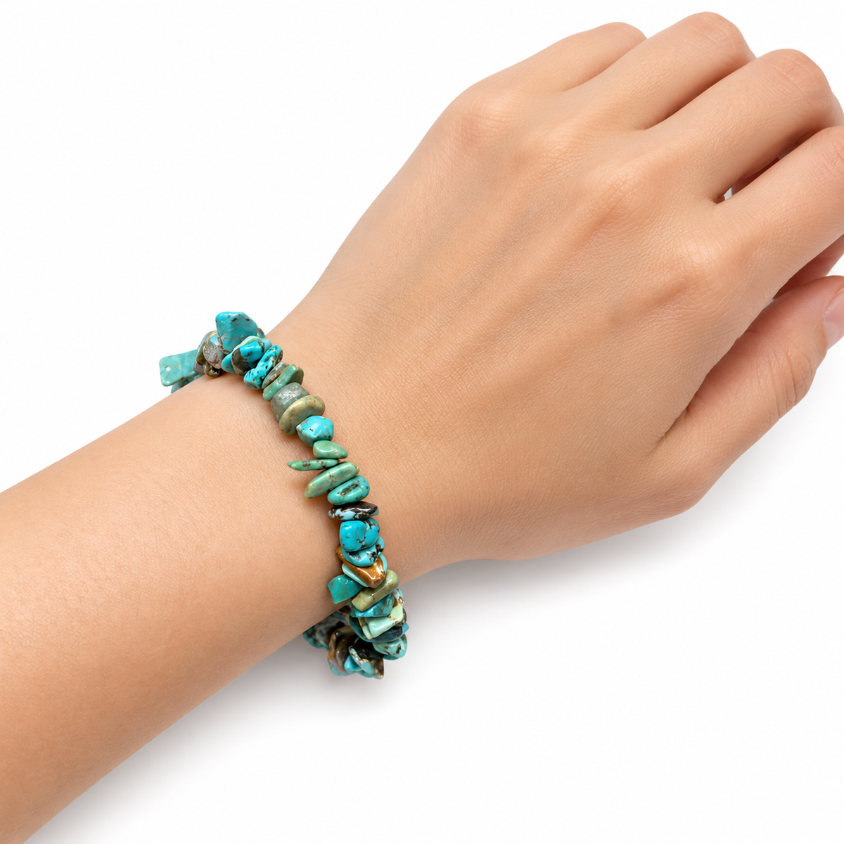 Turquoise Chip Bracelet — wrist angle