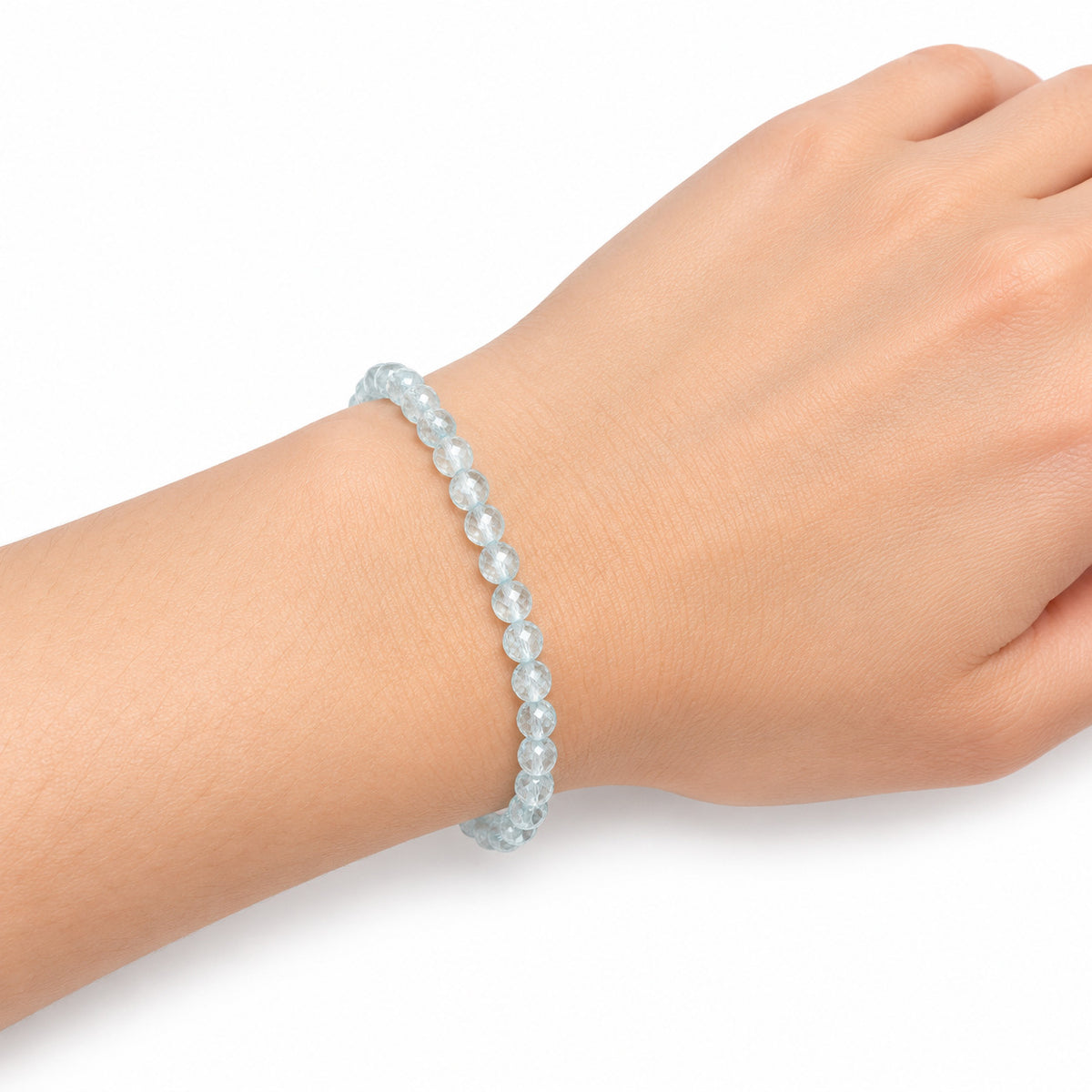 Blue Topaz Bead Bracelet — wrist angle