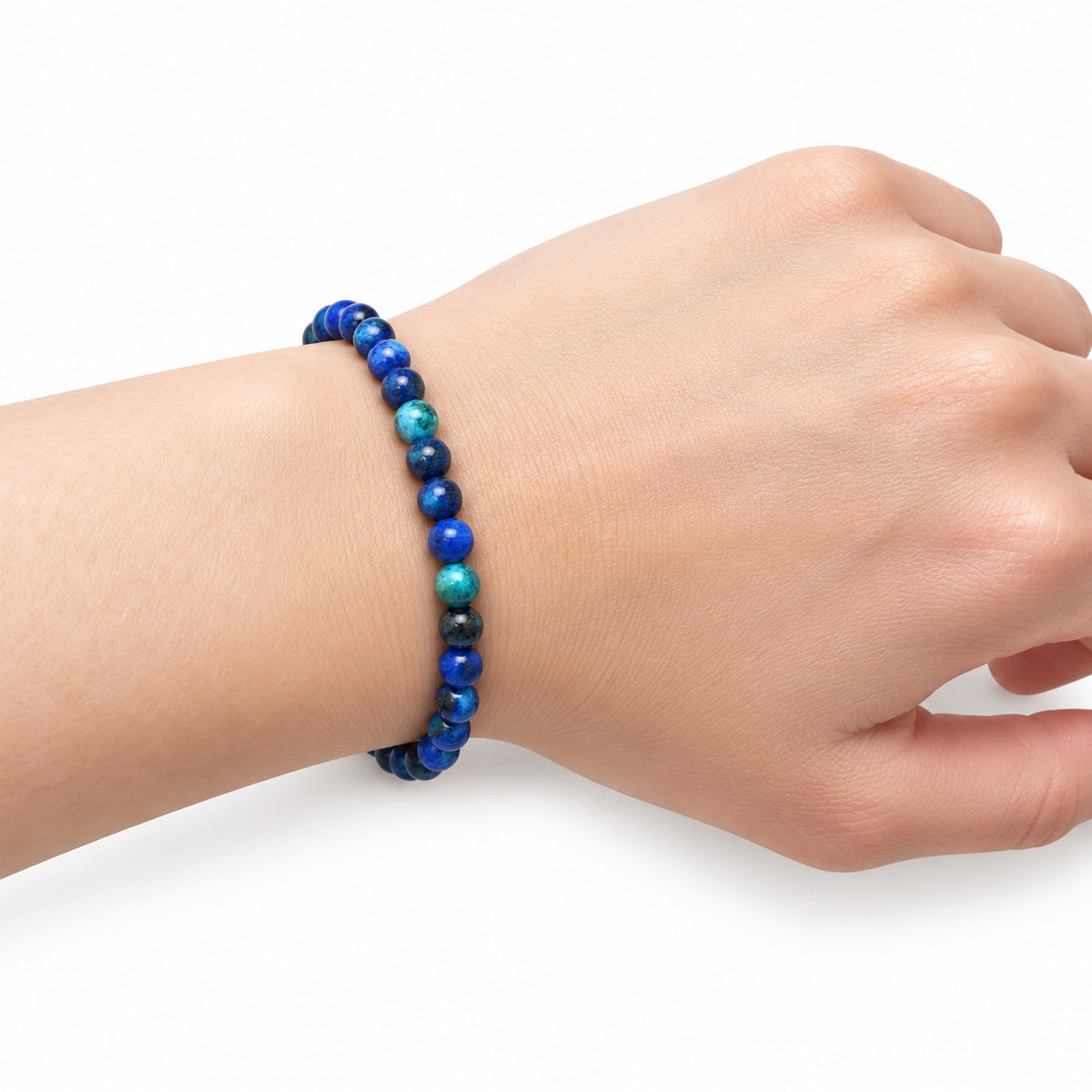 Azurite Bead Bracelet — wrist angle