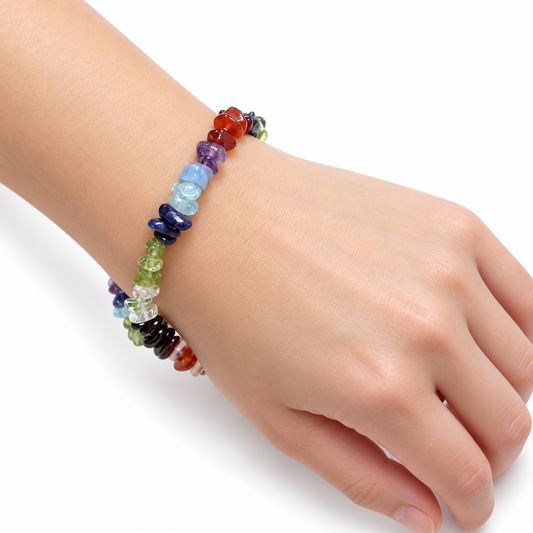 Seven Chakra Chip Bracelet — wrist angle