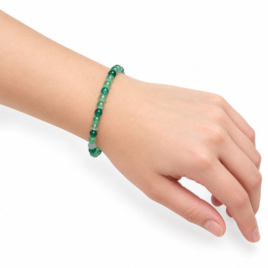 Green Agate Bead Bracelet — wrist angle