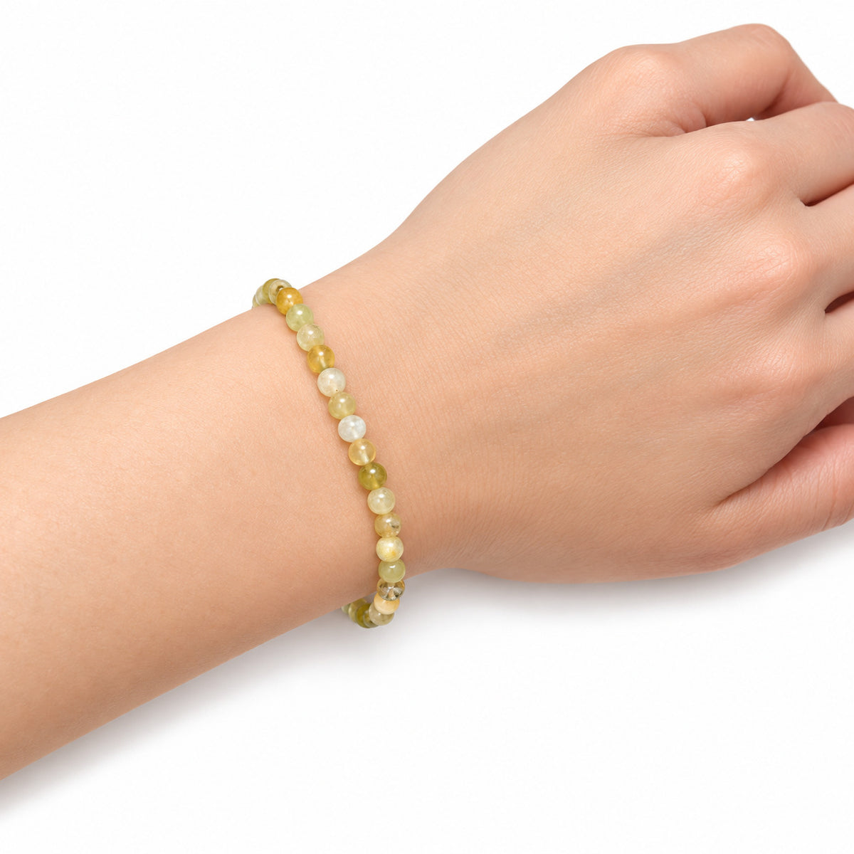 Heliodor Beryl Bead Bracelet — wrist angle