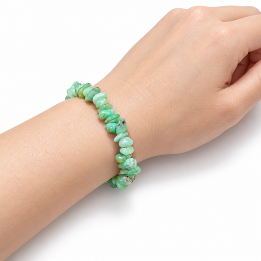 Chrysoprase Chip Bracelet — wrist angle