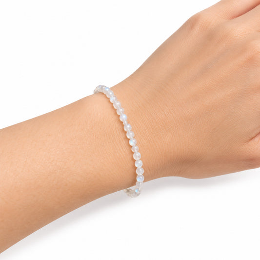 Moonstone Fine Bead Bracelet — wrist angle