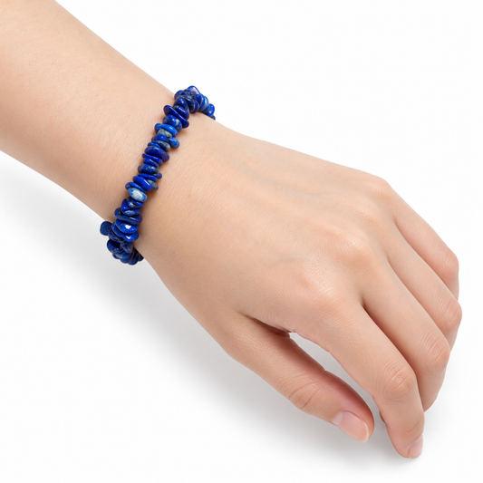 Lapis Lazuli Chip Bracelet — wrist angle