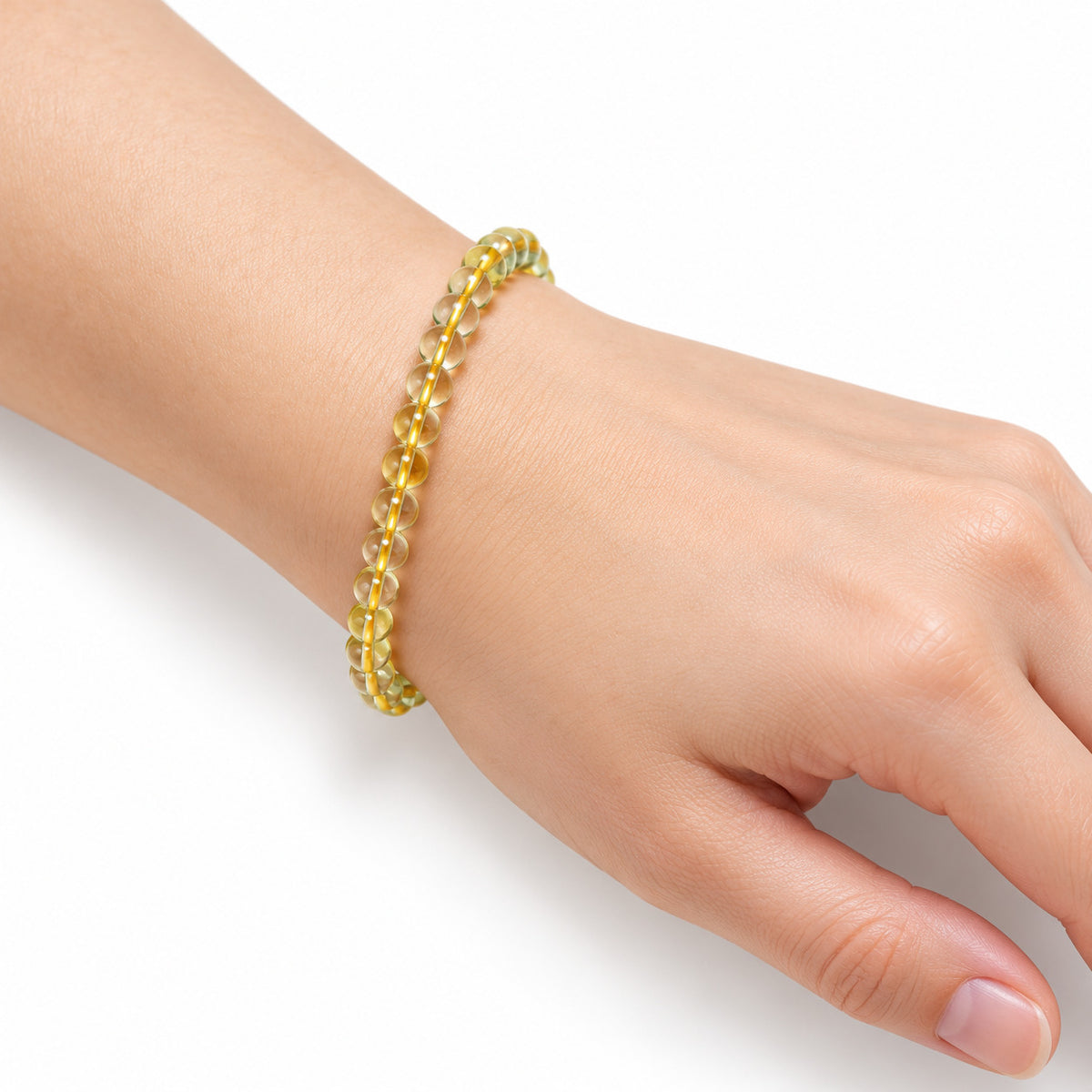 Citrine Fine Bead Bracelet — wrist angle