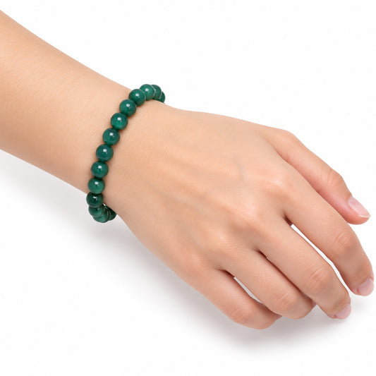 Green Onyx Bead Bracelet — wrist angle