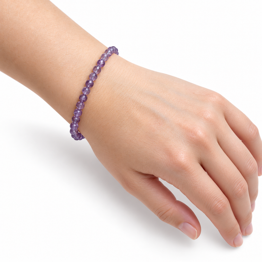 Amethyst Fine Bead Bracelet - Medium — wrist angle
