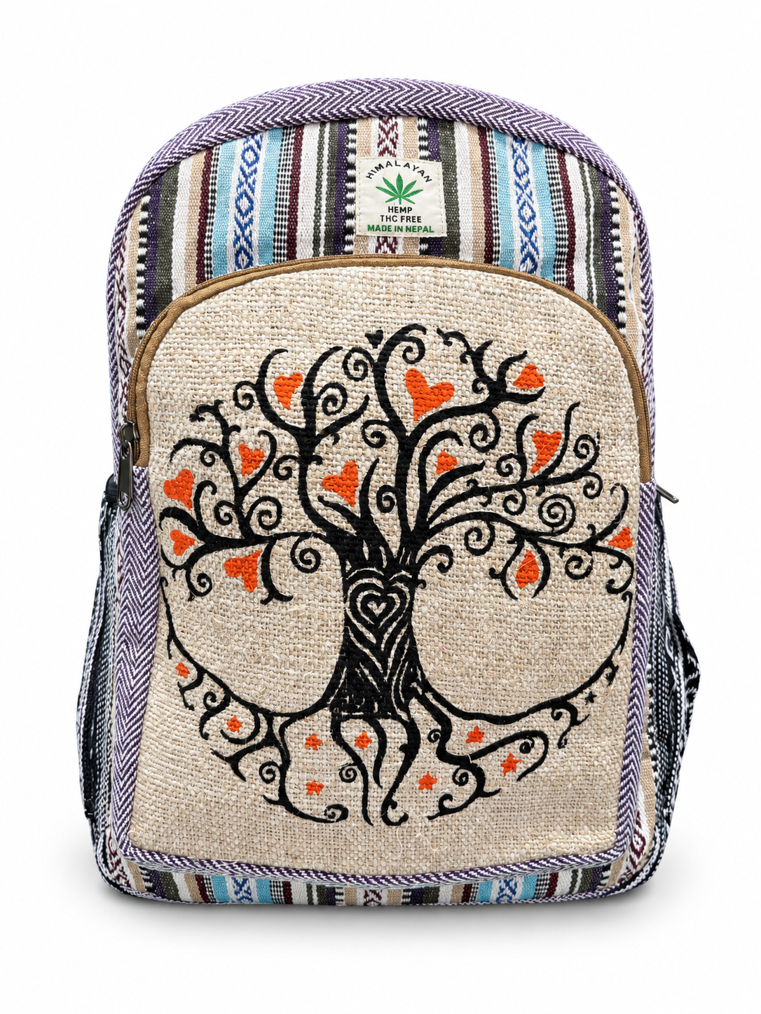 Striped Tree of Life Backpack — front view