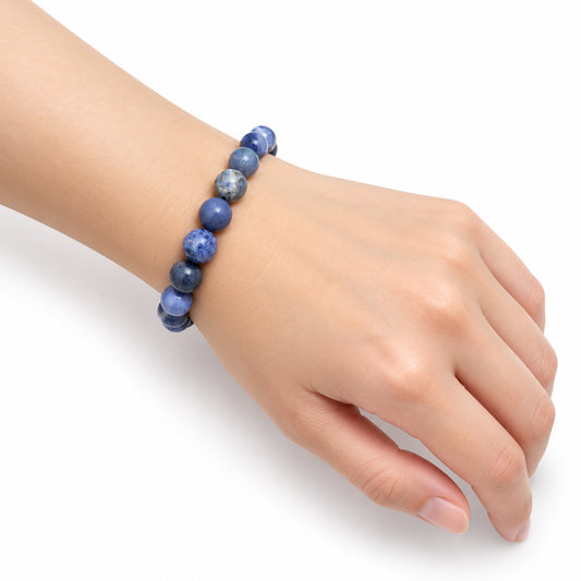Sodalite Large Bead Bracelet — wrist angle