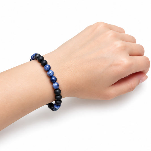 Sodalite Bead Bracelet - Dark — wrist angle