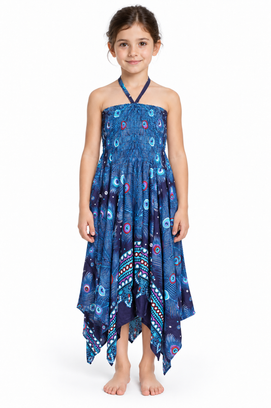 Peacock Feather Eyes – Rayon Convertible Dress-Cum-Skirt – dress hero