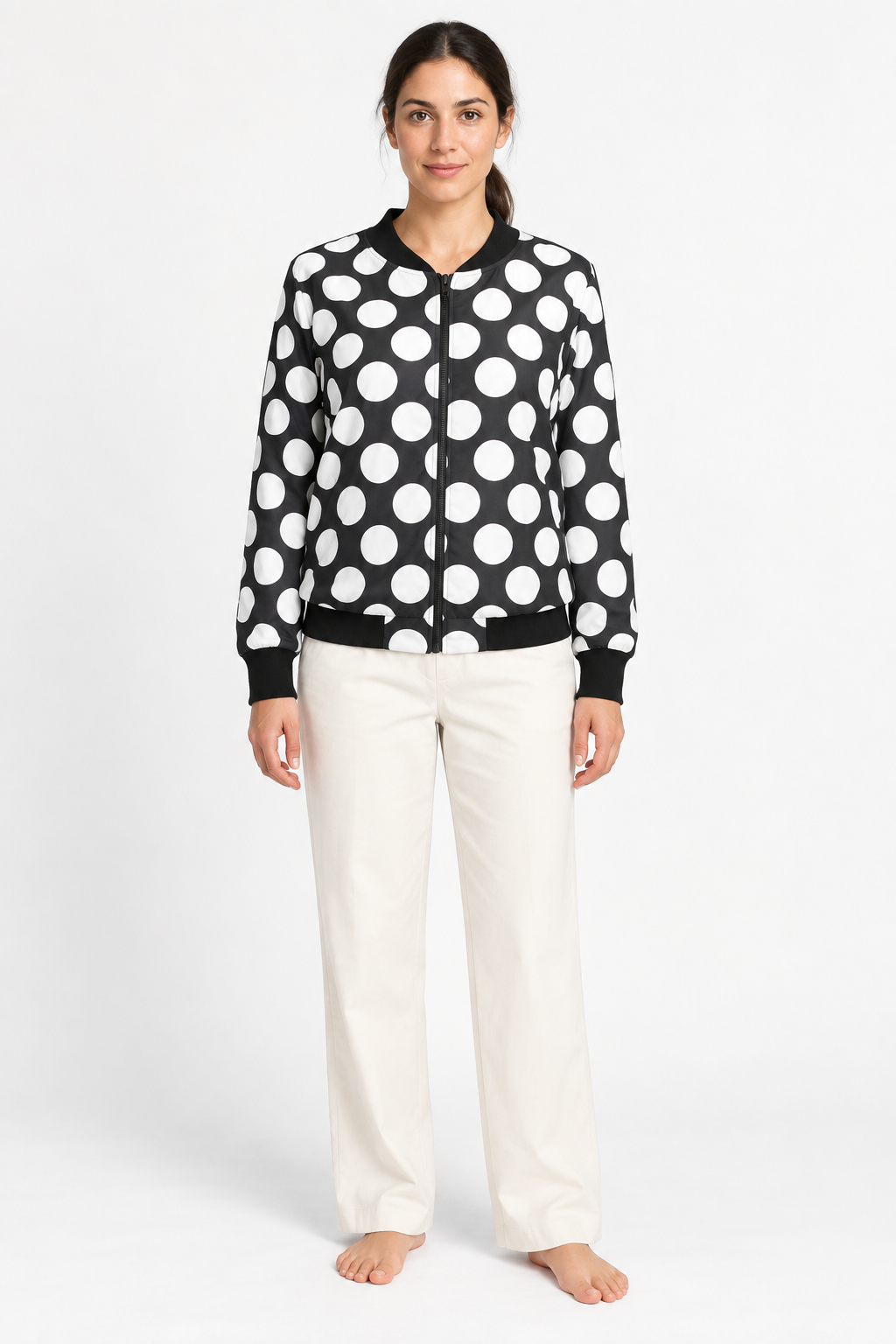 Jacket - Black White Polka Dot Pattern