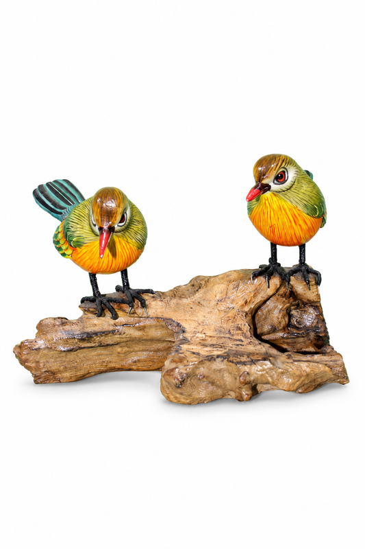 Painted Birds on Driftwood - 02-angle