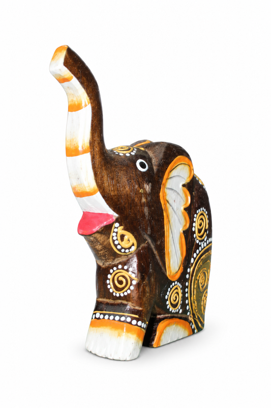 Painted Wooden Elephant Mini Round - 02-angle