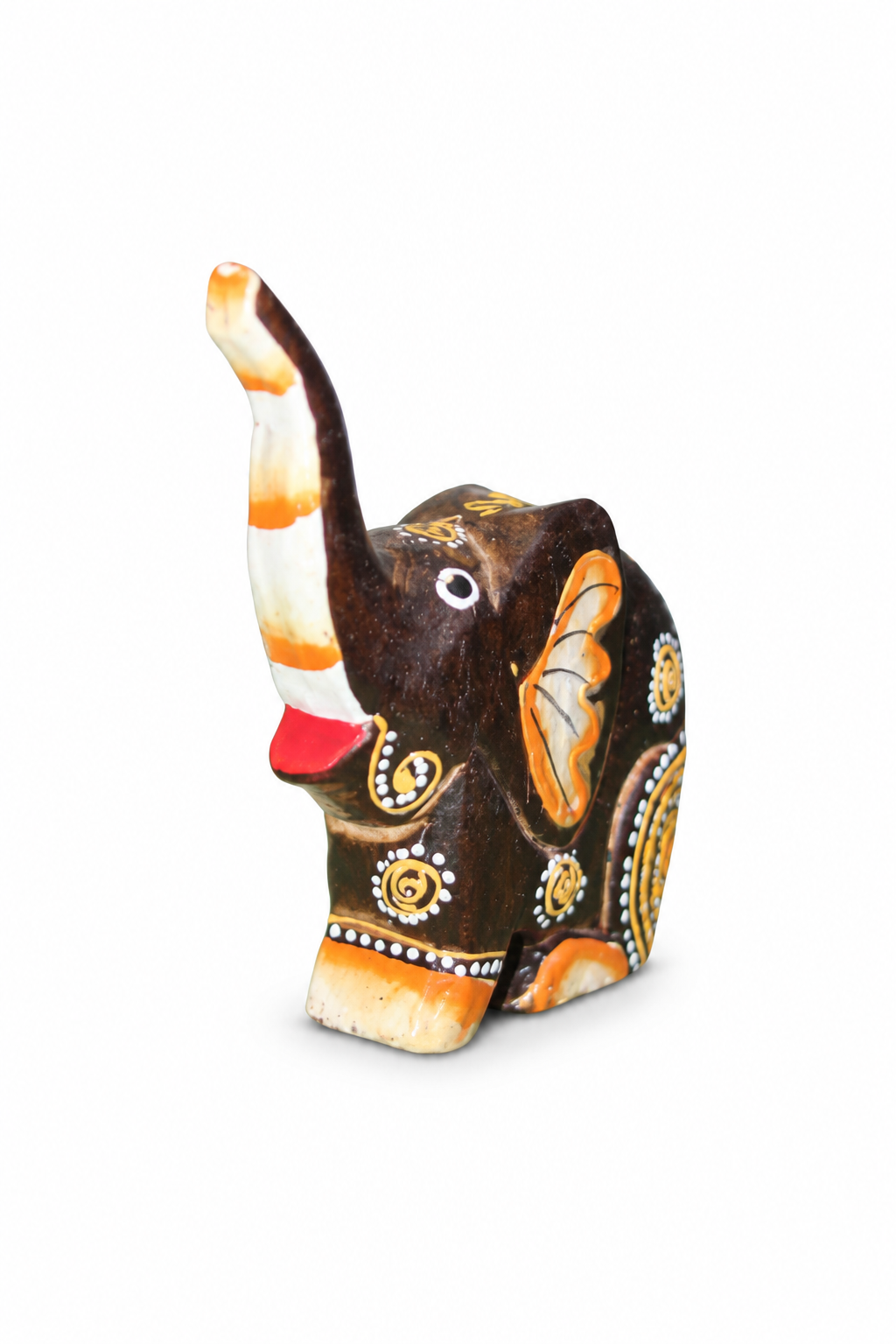 Painted Wooden Elephant Tiny - 02-angle