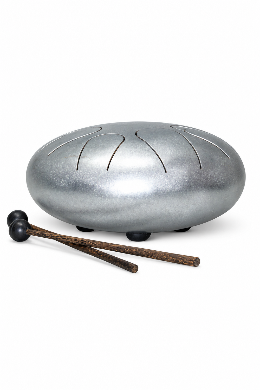 Silver Steel Tongue Drum Large - 02-angle