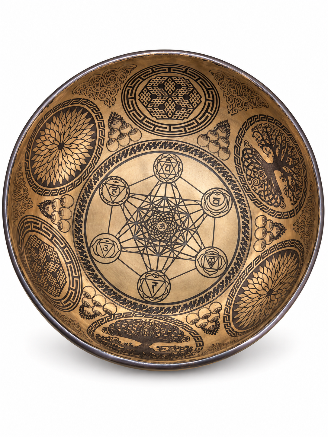 Handmade Nepalese Engraved Bronze Singing Bowl Set - view 2