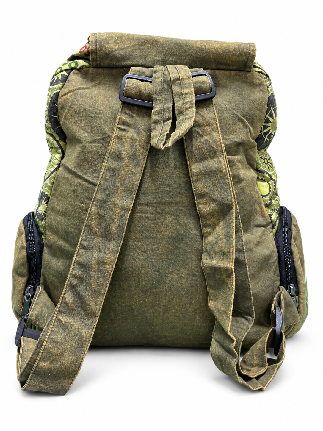 Canvas Peace Patchwork Backpack — rear view