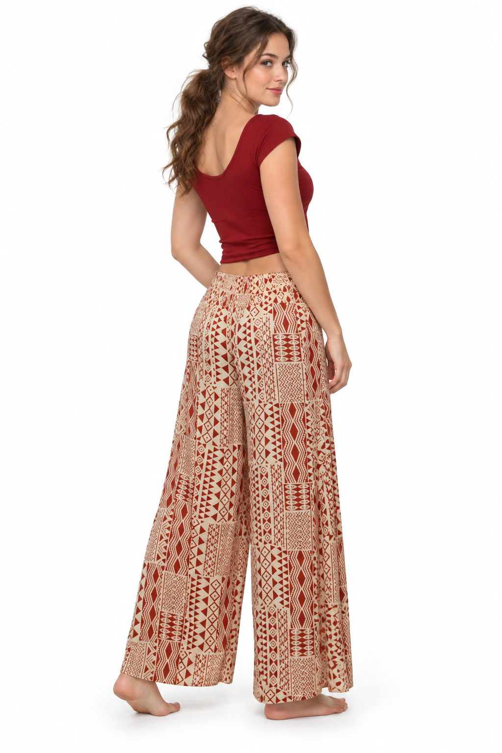 Peach Crochet Palazzo three-quarter back view